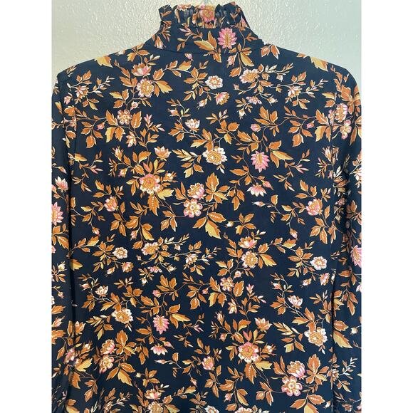 Mille Resort and Travel 100% Cotton Blouse Navy Moody Floral Size Small - Picture 8 of 12